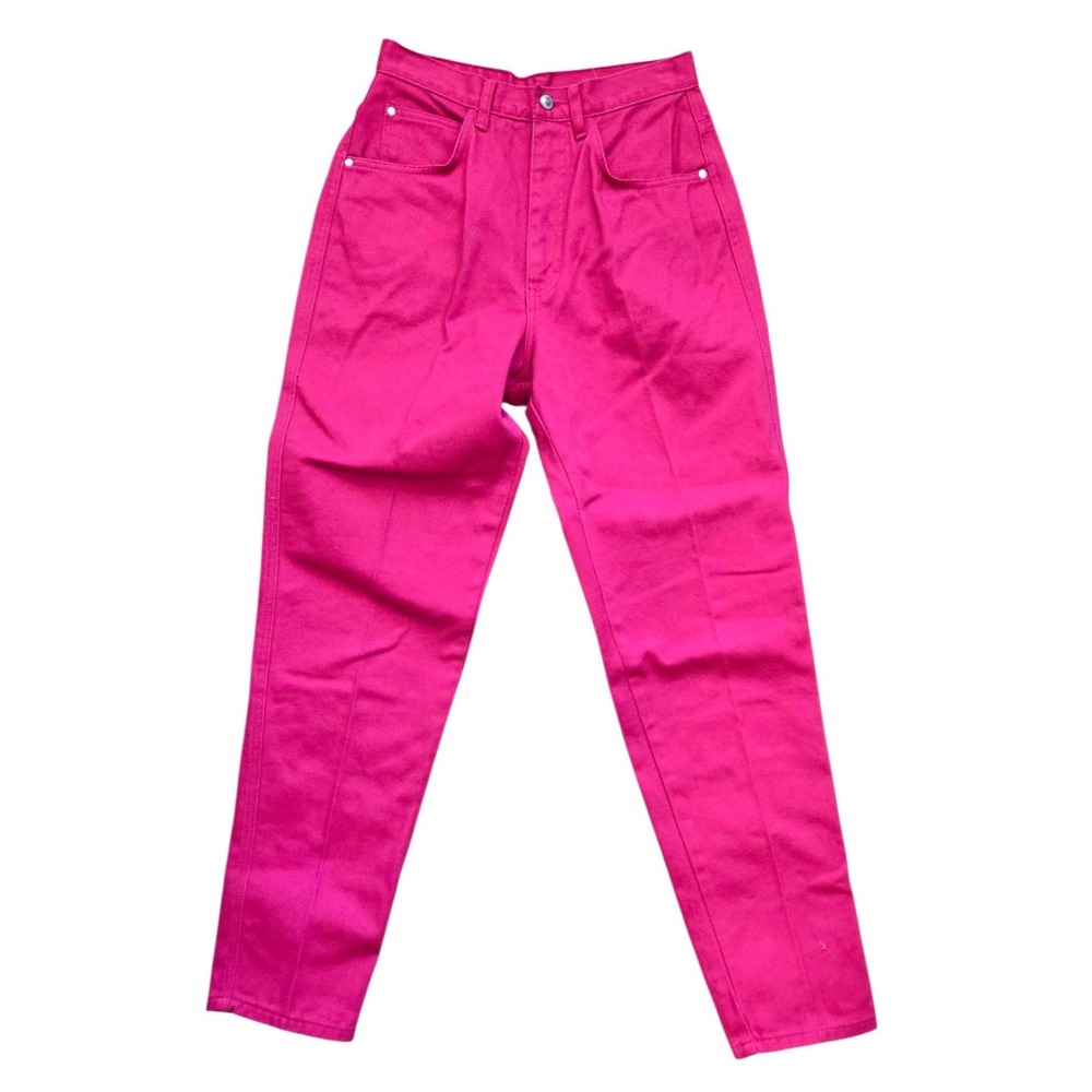 Vintage 80's Gitano Women's W26 L29 Jeans‎ Dark Pink High Rise Tapered Mom Denim